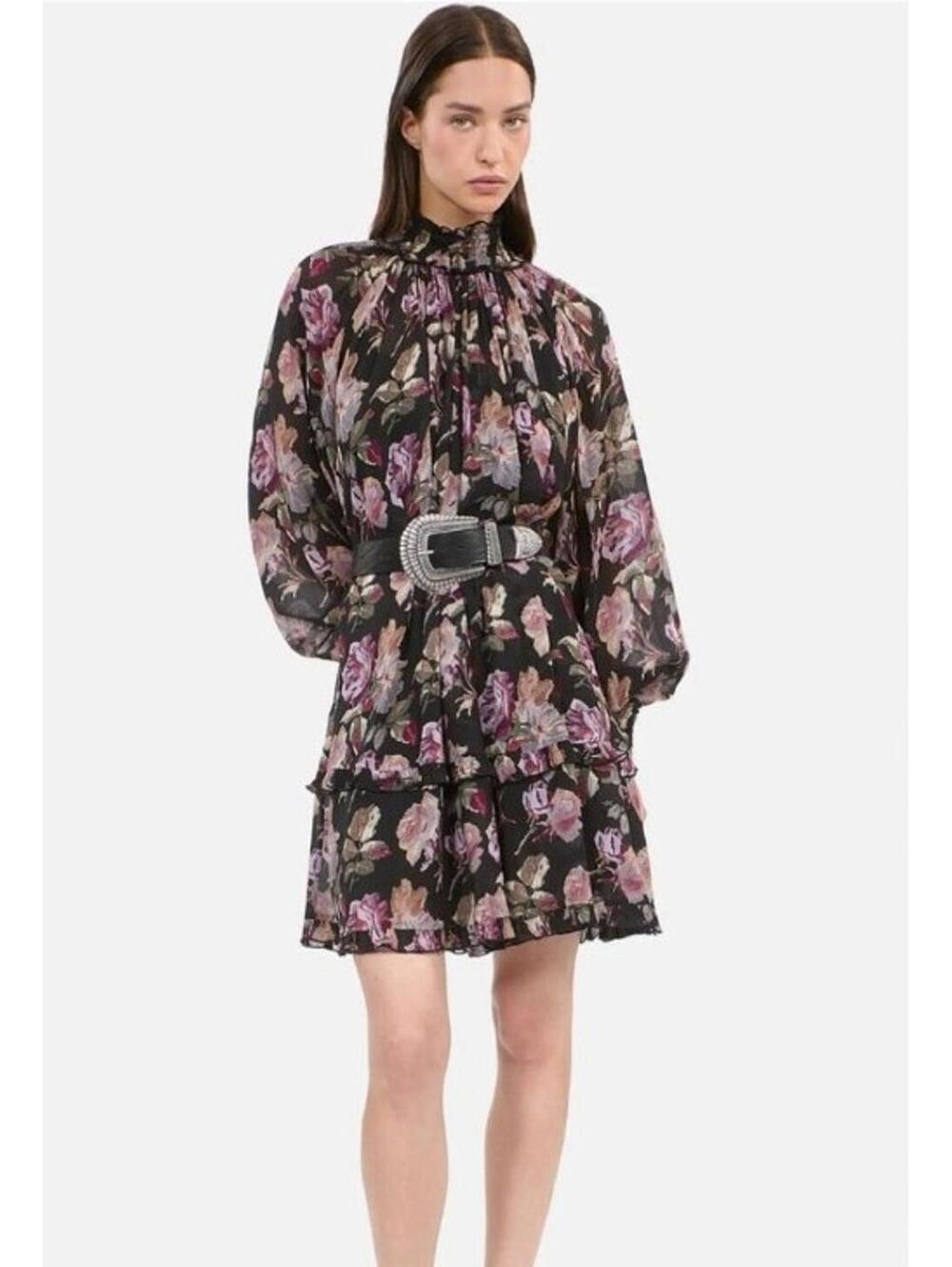 The Kooples Floral Smocked Mock Neck Mini Dress (3)